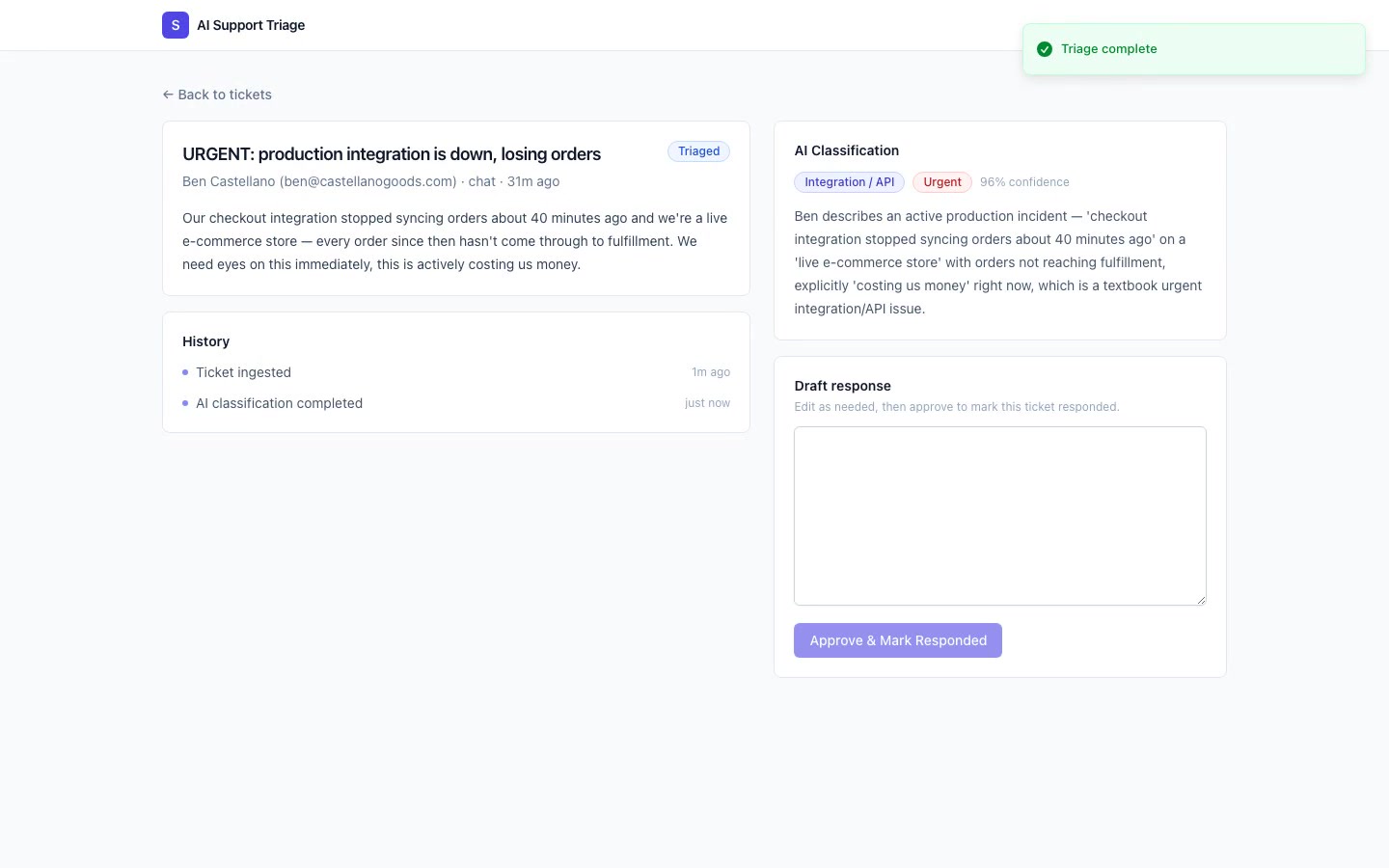 AI Support Workflow Optimization project preview